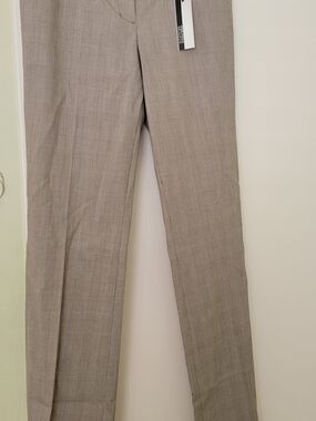 Slim Fit Taupe Plaid Women Dress Pants